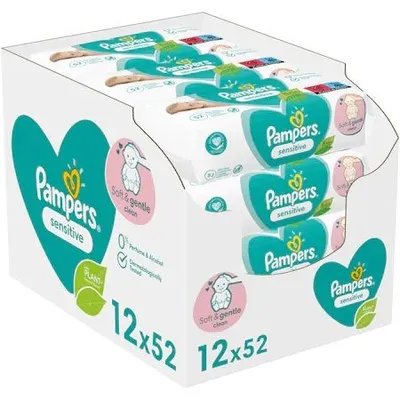 Servetele umede Sensitive, 12 pachete, Pampers