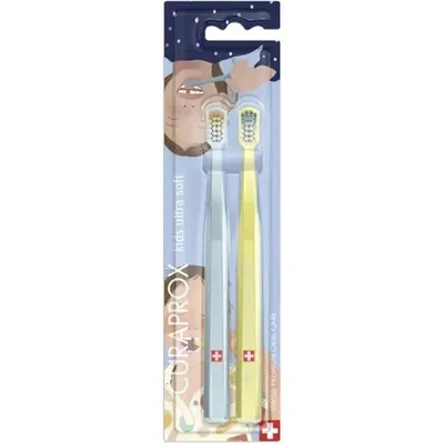 Periuță de dinți Curaprox Kids Ultra Soft 4–12 ani, set 2 bucăți
