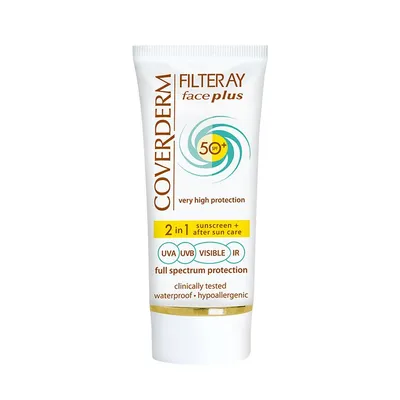 Crema de fata cu SPF50+ pentru piele grasa-acneica 2in1 Filteray Face Plus Tinted Soft Brown, 50ml, Coverderm