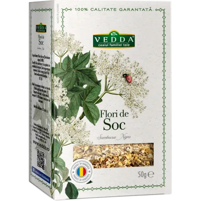 Ceai de flori de soc din plante intregi, 50g, Vedda