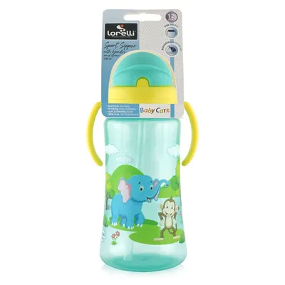 Cana sport cu manere si pai moale pentru +12 luni verde, 330ml, Lorelli