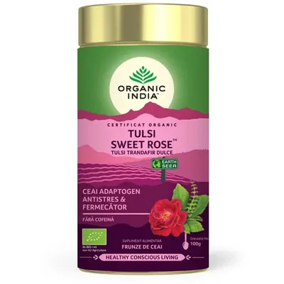 ORGANIC INDIA CEAI ADATOGEN TULSI TRANDAFIR DULCE BIO 100G