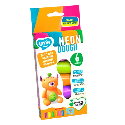 Set plastilina Lovin Neon Dough, 6 x15g, Oktoclay