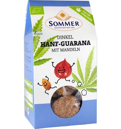 Biscuiti din spelta cu canepa guarana si migdale, 150g, Sommer