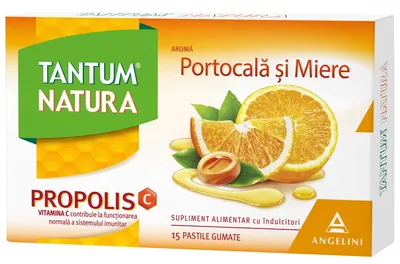 Tantum Natura cu portocala si miere, 15 pastile gumate, Angelini