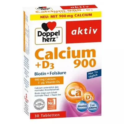 DOPPELHERZ AKTIV CA 900 + D3 + BIOTINA + ACID FOLIC 30 CAPSULE