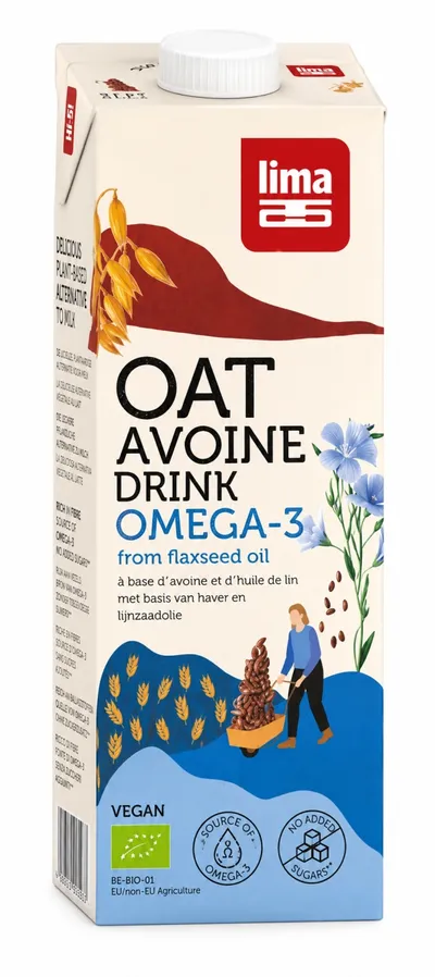 Băutură Vegetală de Ovăz cu Omega 3 Bio, 1 L, Lima