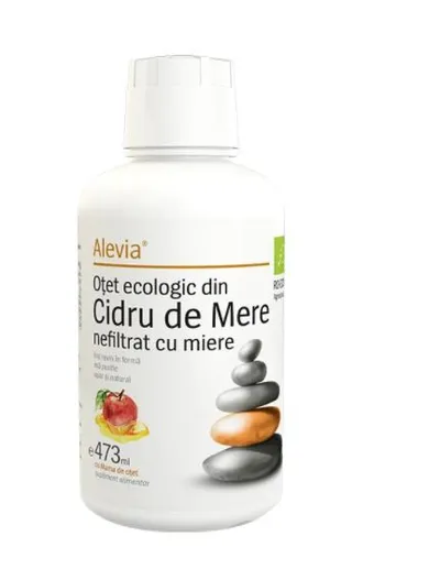 Otet nefiltrat din cidru de mere cu miere, 473ml, Alevia