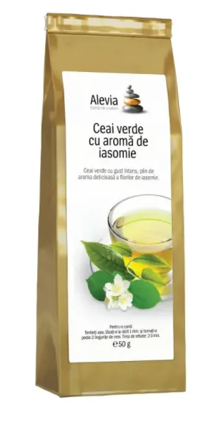 Ceai verde cu aroma de iasomie, 50g, Alevia