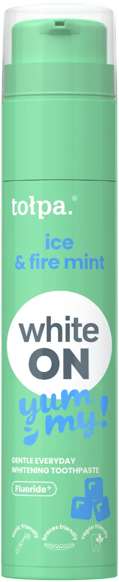 Pasta de dinti cu aroma de menta Ice & Fire White On Yummy, 60g, Tolpa
