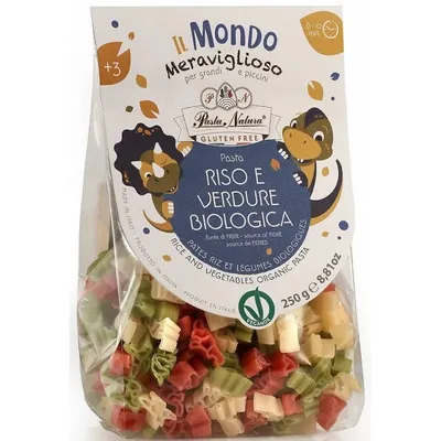 Paste de orez bio cu sfecla si spanac fara gluten pentru copii, 250g, Pasta Natura