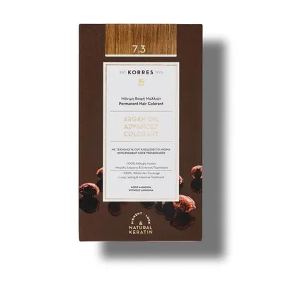 Vopsea de par Argan Oil 7.3 Golden/Honey Blonde, 50ml, Korres