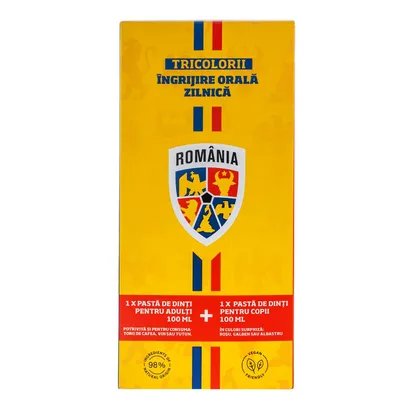 Set pasta de dinti adulti 100 ml + pasta de dinti pentru copii 100 ml, 100 ml, Tricolorii