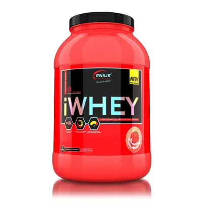 Pudra proteica cu aroma de capsuni iWhey, 900g, Genius Nutrition