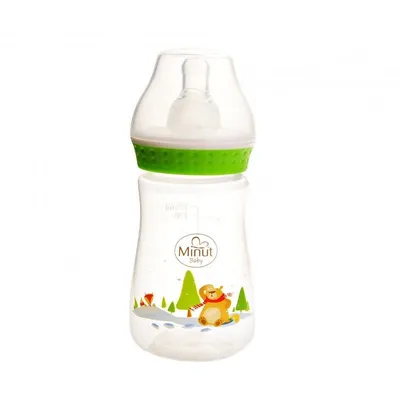 Biberon cu tetina "Ursul pacalit de vulpe" pentru +3 luni Baby, 125ml, Minut