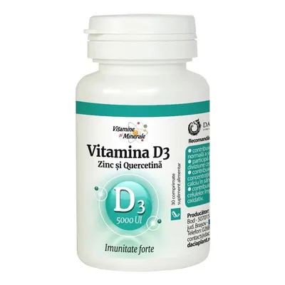 VITAMINA D3 (5000UI) CU ZINC SI QUERCETINA 30 COMPRIMATE DACIA PLANT