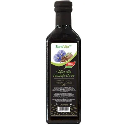 Ulei presat la rece din seminte de in, 500ml, SanoVita