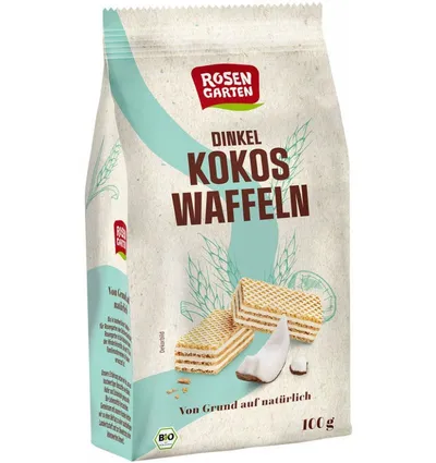 Napolitane din grau spelta cu crema de cocos bio, 100g, Rosen Garten