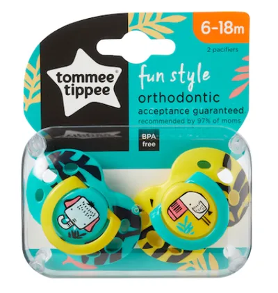 Suzeta Ortodontica de Zi FUN ONL 6-18 luni Elefant/Pasare, 2 bucati, Tommee Tippee