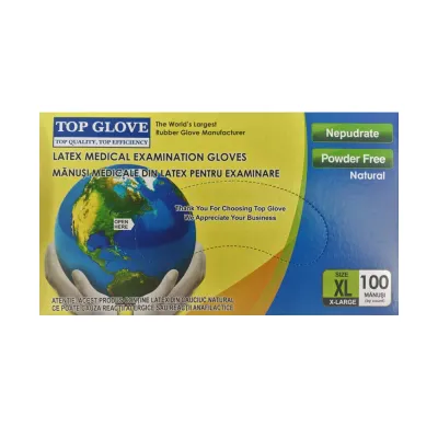 Manusi de examinare din latex marimea XL, 100 bucati, Top Glove
