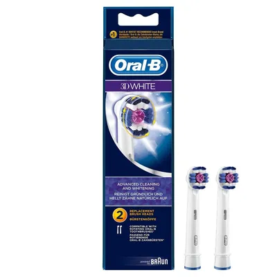 Rezerva periuta electrica EB18 3D White, 2 bucati, Oral-B