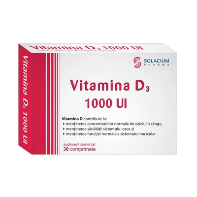 Vitamina D3 1000 UI, 30 comprimate, Solacium