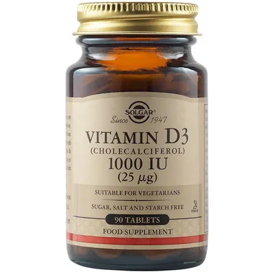 Vitamina D3 1000UI 25mcg, 90 tablete, Solgar