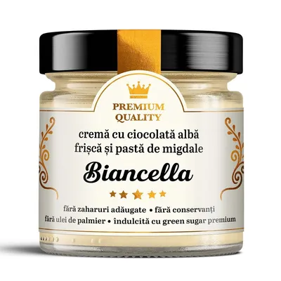 Crema cu ciocolata alba, frisca si pasta de migdale Biancella Secretele Ramonei, 250 g, Laboratoarele Remedia