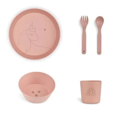 Set pentru hranire cu 4 piese - Unicorn Blush Pink, Citron