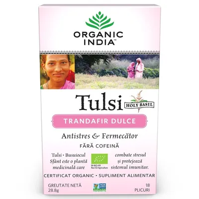 ORGANIC INDIA CEAI ADAPTOGEN TRANDAFIR DULCE TULSI BIO 18 PLICURI