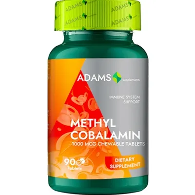 Metilcobalamina, 1000 mcg, 90 tablete masticabile, Adams