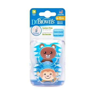 Suzeta animal face Nivel 2 baieti, 2 bucati, Dr. Brown's