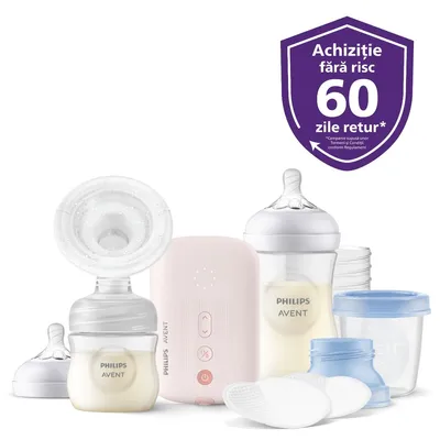 Set de alaptare cu pompa de san electrica SCD 395/21, Philips Avent