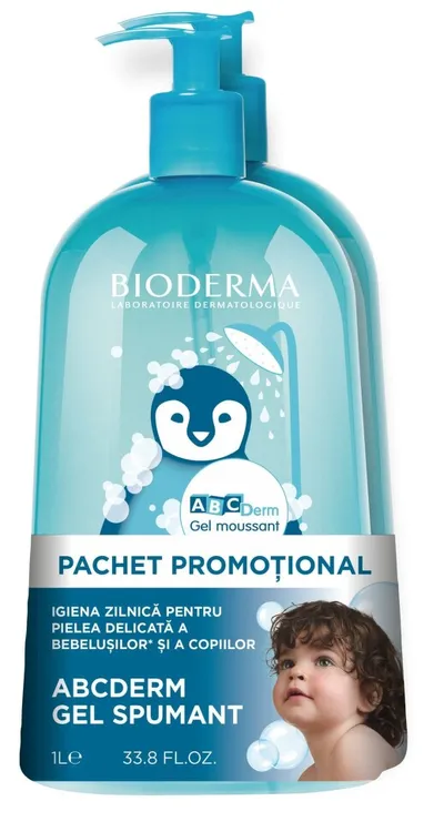BIODERMA ABCDERM GEL SPUMANT X 1L 1+1 (60% REDUCERE LA AL 2 LEA PRODUS)