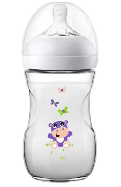 Biberon Natural Hipo SCF070/22 cu tetina debit lent, 260ml, Philips-Avent