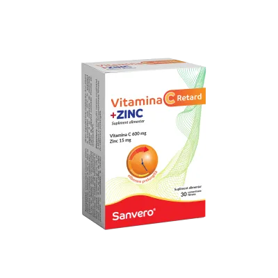 Vitamina C Retard + Zinc, 30 comprimate filmate, Sanvero