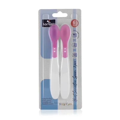 Set lingurite termosensibile pentru +6 luni roz, 2 bucati, Lorelli