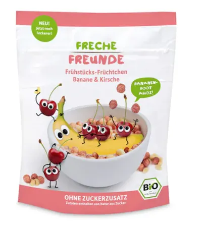 Cereale pentru mic dejun cu banane si capsuni Bio, 125g, Erdbar