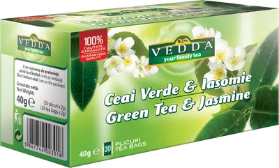 Ceai verde cu iasomie, 20 plicuri, Vedda