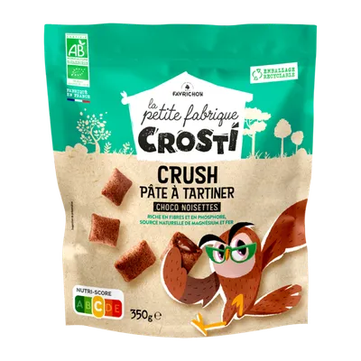 Pernute bio pentru copii cu crema de ciocolata si alune de padure, 350g, Crosti