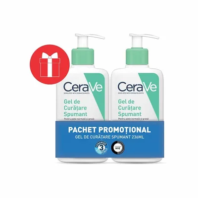 CERAVE PACHET PROMO GEL DE CURATARE SPUMA PENTRU PIELE NORMALA -GRASA 236ML 1+1