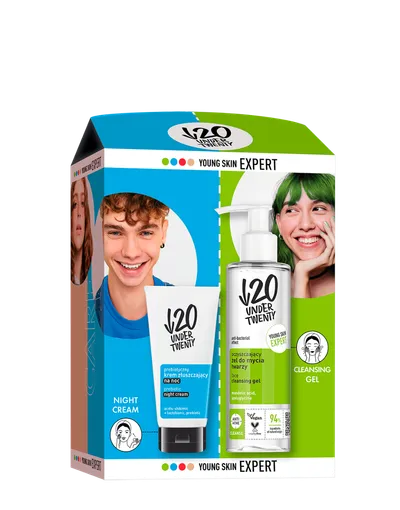 Set Gel de curatare 190ml + Crema matifianta de noapte cu prebiotice 50ml, Under20