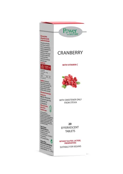 Cranberry 500mg cu vitamina C, 20 tablete efervescente, Power of Nature
