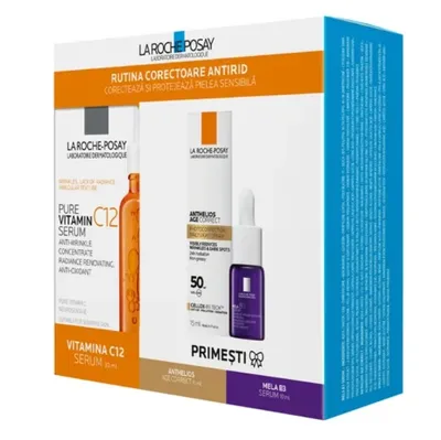 Pachet Promo La Roche-Posay: Vitamina C12 30ml + Mini Anthelios Age Correct 15 ml + Mini Mela B3 Serum 10 ml