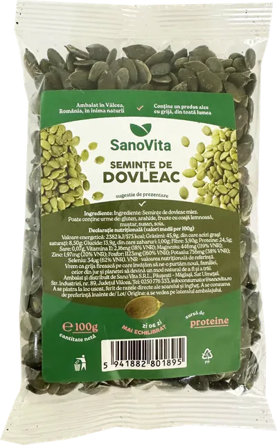 Seminte de dovleac, 100g, SanoVita