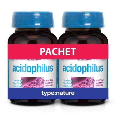 Pachet Acidophilus, 60 tablete + 60 tablete, Naturmil