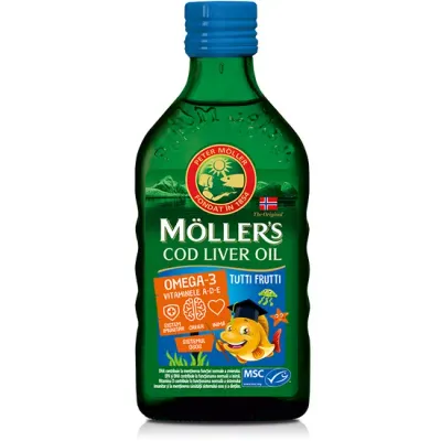Cod Liver Oil Omega-3 Tutti Frutti, 250 ml, Moller's