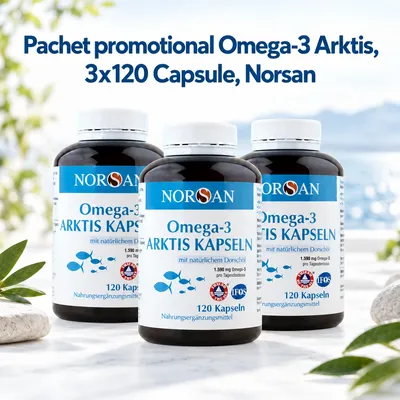 Pachet promotional Omega-3 Arktis, 3x120 Capsule, Norsan
