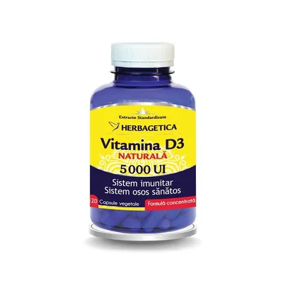 VITAMINA D3 NATURALA 5.000 UI 120 CAPSULE VEGETALE HERBAGETICA