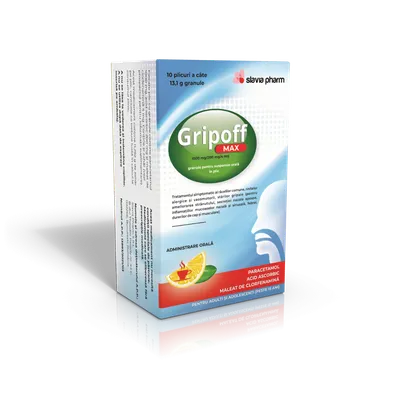 Gripoff Max 1000 mg/200mg/4mg, 10 plicuri, Slavia Pharm